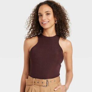 a new day (Target) | Brown Stretchy High Neck Tank Top Small NWT